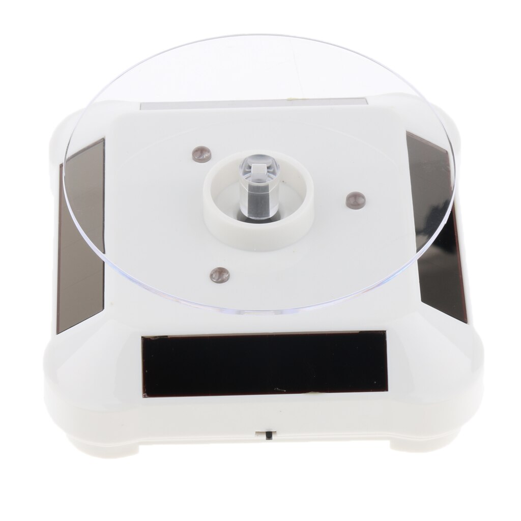 Solar Powered / Battery Rotating Display Stand Turntable with LED Light for Jewelry Watch 360 Degree Rotating Display Stand: White