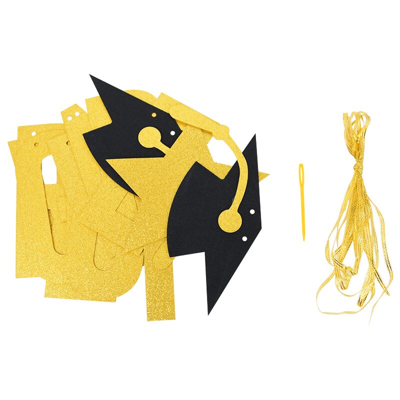 Graduation Party Bunting Banner Gold Black Paper Letter Flags Paper Garland Gratuation Party Decor Congrats Grad Congratulations