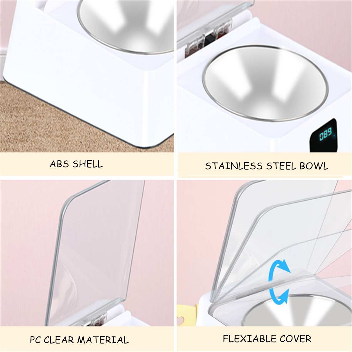 Pet Feeder Smart Dish Infrared Sensor Automatic Pet Feeder Dispenser Dogs Cat Food Rechargable With Moisture-proof Cover