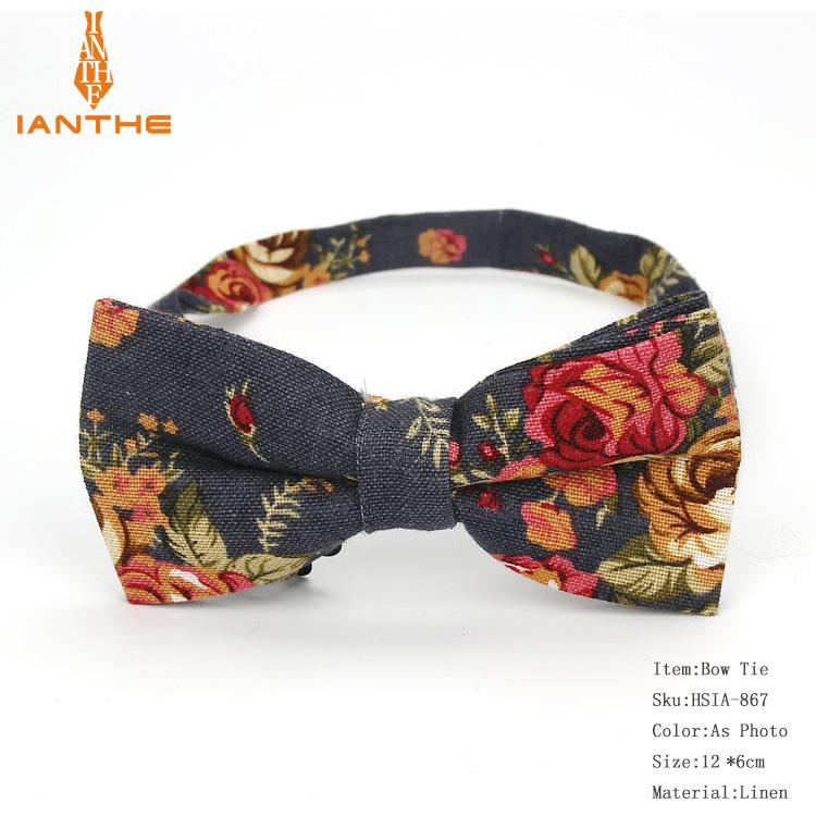 Corbatas de lino con estampado de flores para hombre, corbatas clásicas con estampado de flores, Estilo Vintage, para novio y boda,: IA867