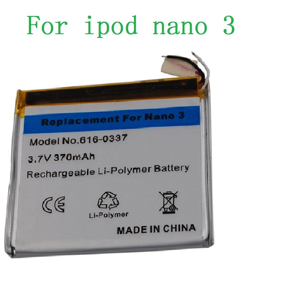 Replacement Battery for Apple iPod Nano 3rd Gen 3.7V/370mAh Li-Polymer Rechargeable Battery with Opening Pry Tool Kits