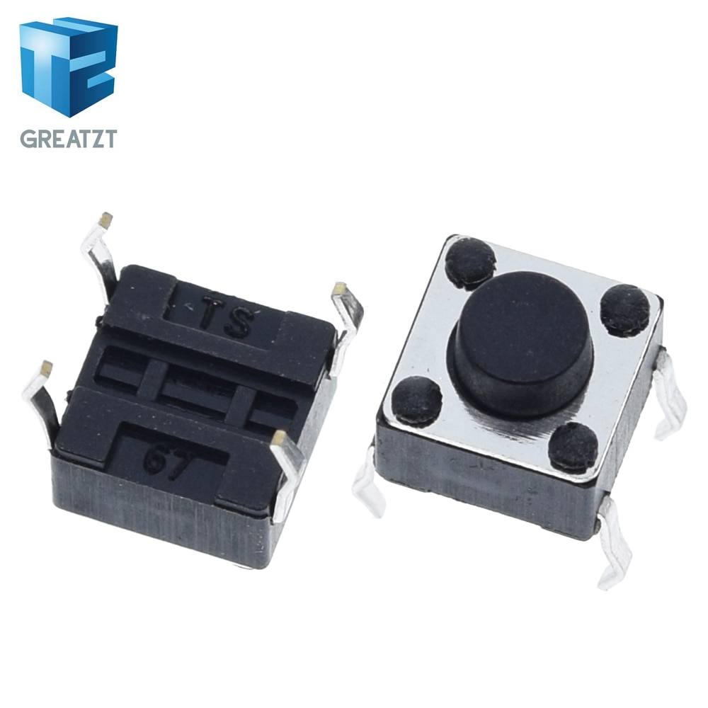 GREATZT 50PCS Tactile Push Button Switch for Arduino 6x6x5mm 6*6*5mm 4PIN