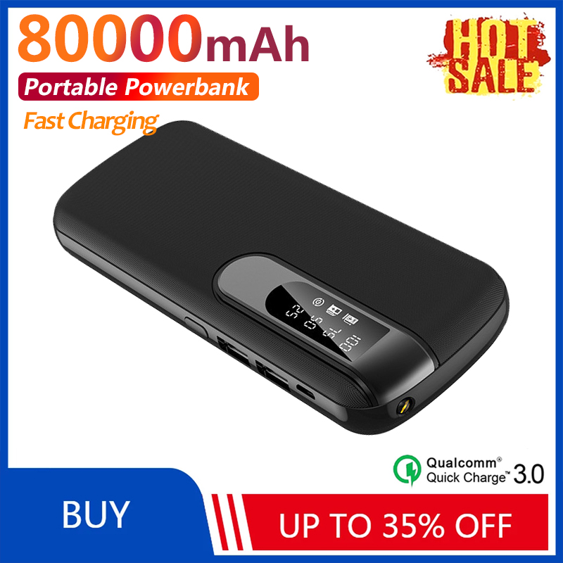 80000Mah Power Bank Hoge Capaciteit Draagbare Externe Batterij 2USB Snel Opladen Mobiele Telefoon Oplader Voor Xiaomi Iphone Samsung