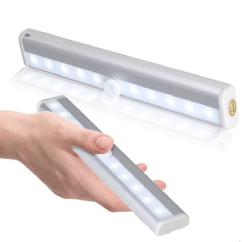 10 LED Motion Sensor Under Cabinet Light Bar Closet Home Bedroom Counter Lamp Warm White/ Cool White Choose