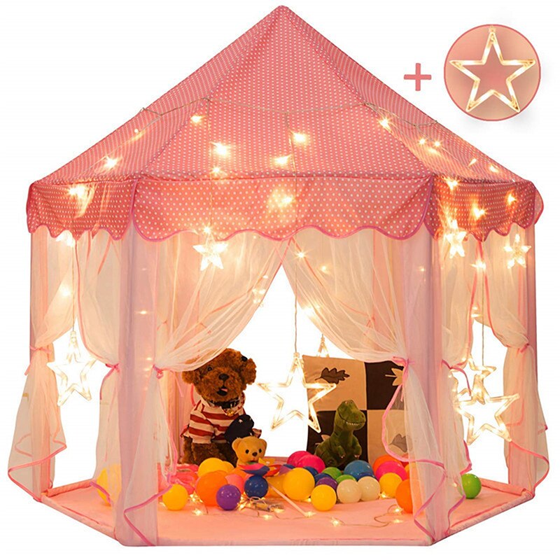 Schermo esagonale per bambini Play House pieghevole Pop-up Indoor Outdoor tenda per bambini Toy House Princess Castle decorazioni per bambini