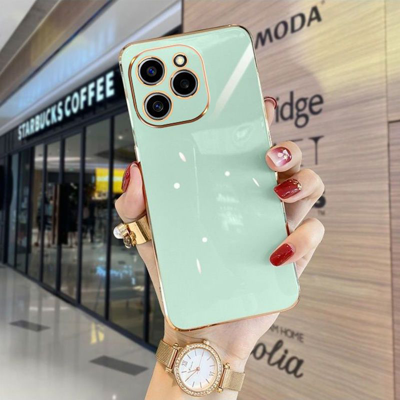 For Infinix Smart 8 Pro Case Smart8 Plus 8HD Phone Case Straight edge electroplate Plating ShockProof Silicone Back Soft Cover: CANVAS / SKY BLUE