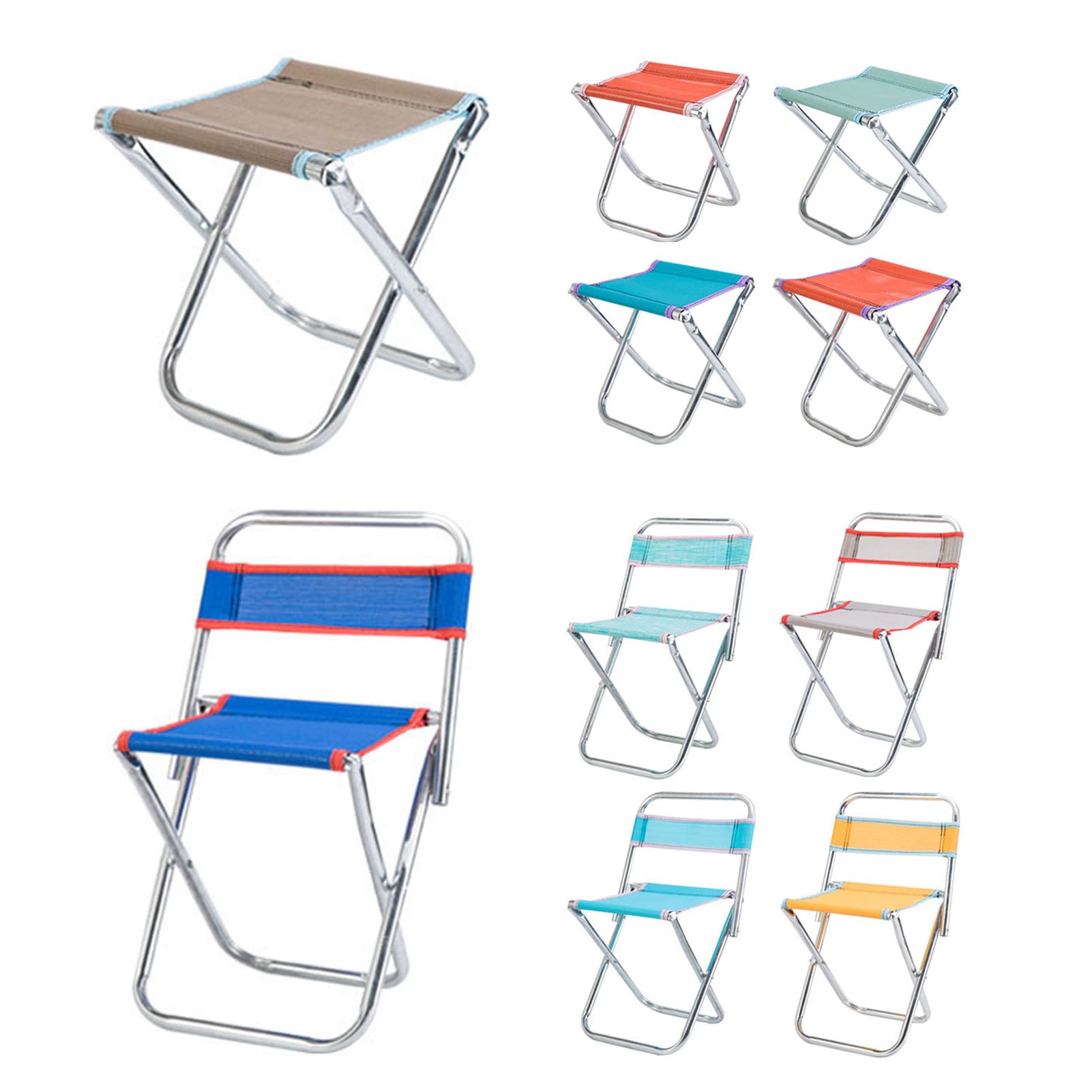 Fishing Stool Foldable Stainless Steel Outdoor Stool With Backrest Collapsible Footstool For Camping Beach Camping Chair