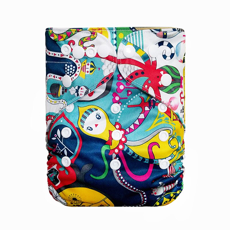 Goodbum Cartoon Cloth Diapers/Nappy And Diaper Bag Double Zipper And 3 layers Microfiber Diaper Cover Insert
