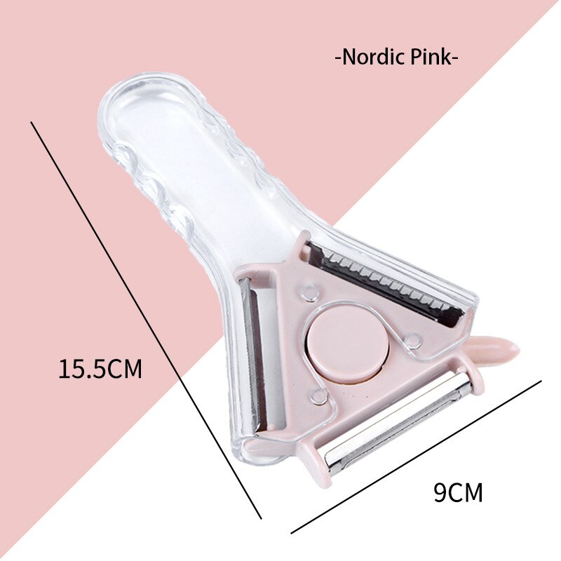 Multifunctional 3 In 1 Fruit and Vegetable Peeler Slicer Apple Potato Carrot Peeler Grater Fruit Vegetable Tools Kitchen Gadgets: pink