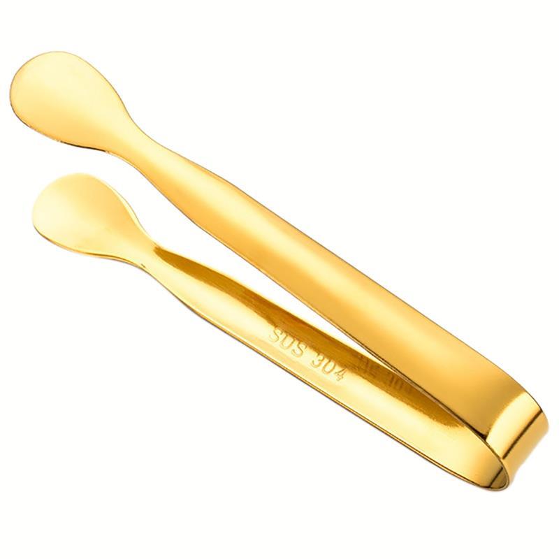 Stainless Steel Ice Cube Clip Ice Tong Bread Food BBQ Clip Barbecue Clip Ice Clamp Tool Bar Kitchen Accessories Food Tongs: Golden