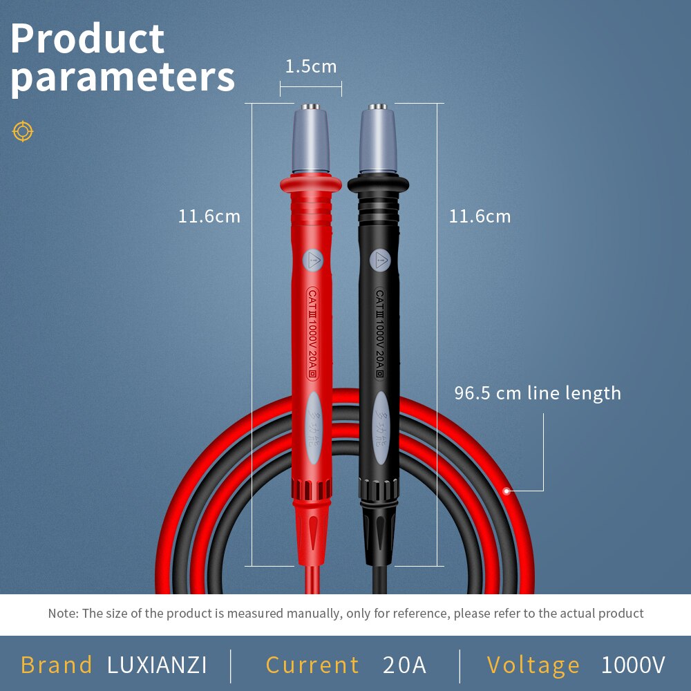 Luxianzi Universele Probes Voor Multimeter 10 Stuks Vervangbare Naalden Siliconen Multimeter Meetsnoeren Kit Multi Meter Tester Pen 20A