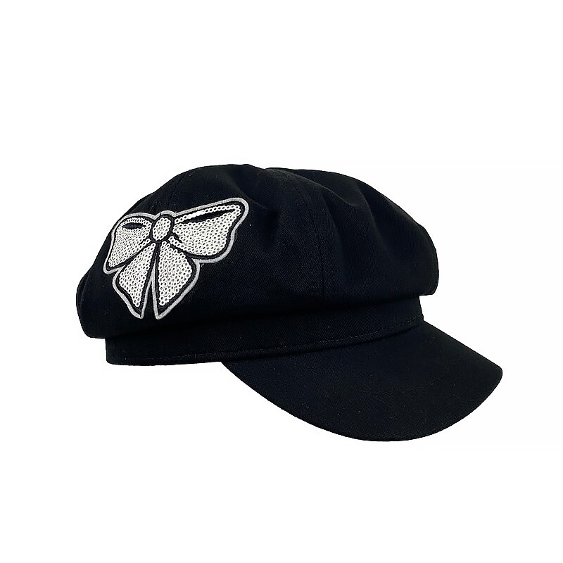 Newsboy Caps For Women Newsboy Sequin Bow Gatsby Cap Octagonal Baker Peaked Beret Female Suncreen Hats Vintage Hat: Default Title
