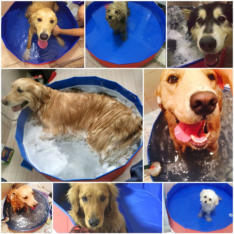 Folding Pet Grooming Bath Pool Large Bathtub Dog Wash Pool Swimming Pool Red PVC Composite Cloth Pet Products