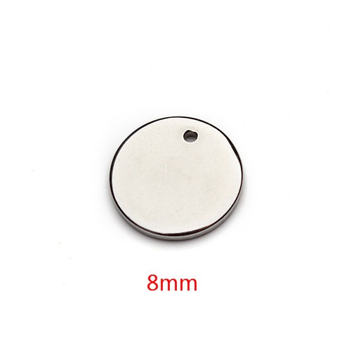 Pendentifs vierges pour colliers, 20 pièces, 6, 8, 10, 20, 25mm, pendentifs en acier inoxydable pendentifs étiquettes de chien, fabrication bijoux à bricoler soi-même: 8mm