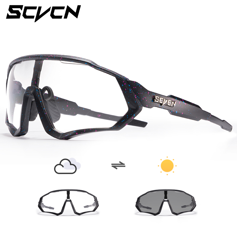 Scvcn gafas fotocromáticas para ciclismo, gafas de sol geniales para bicicleta, gafas deportivas para bicicleta, gafas para ciclismo de montaña UV400 MTB Road, conducción para hombres: Oro