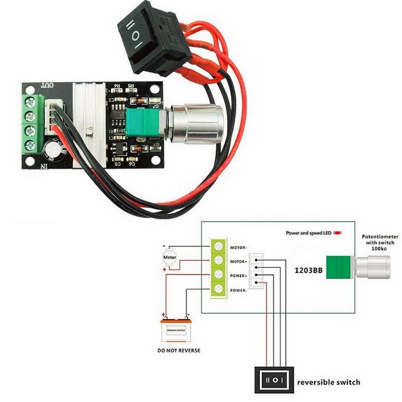 DC 6V 12V 24V 28VDC 3A 80W PWM Motor Speed Controller Regulator Adjustable Varia