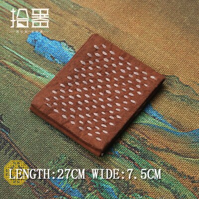 Retro Chinese Geborduurde Theedoek Japanse Thee Doek Pot Pad Tafelkleed Absorberende Katoen Hennep Verdikte Thee Plaat Accessoires: Brown 02