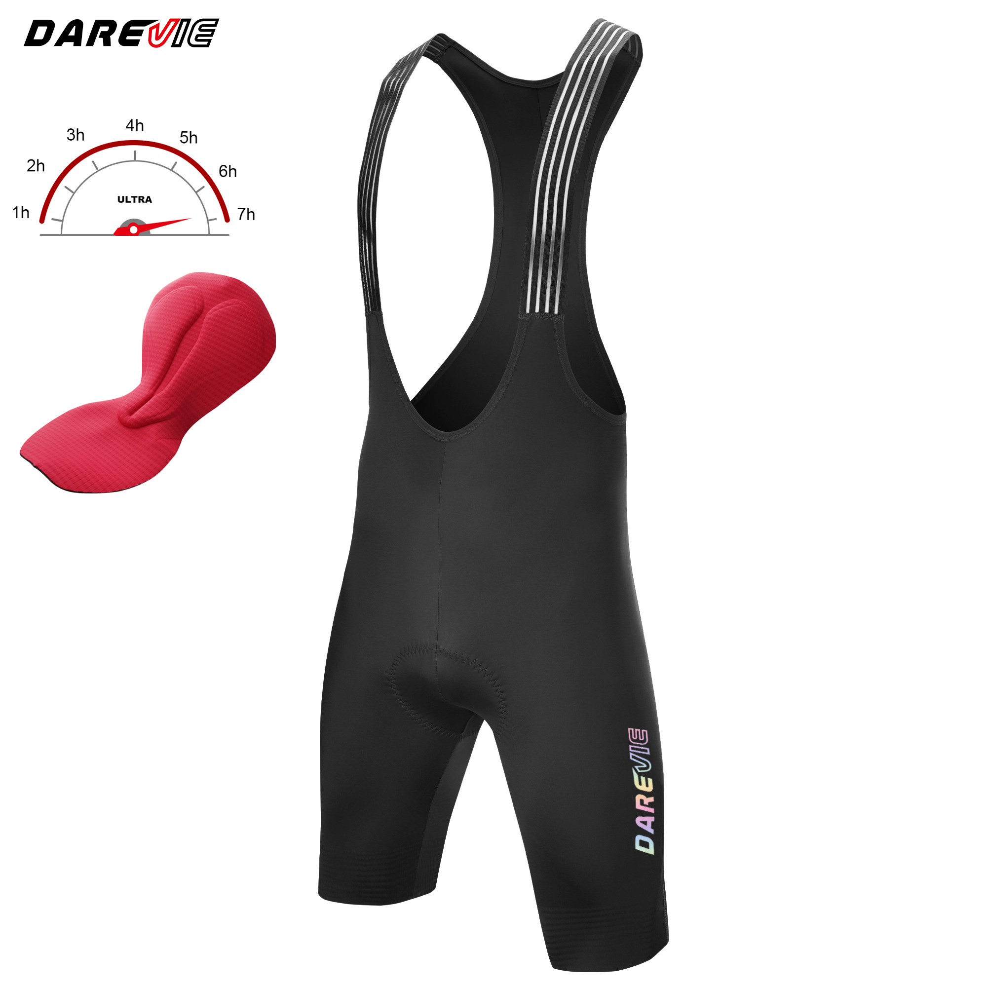 DAREVIE cuissard de cyclisme sans couture 4.0 italie élastique-interface Pad short de cyclisme diamant jambe pince hommes Bretelelle Shorts: M / Marron