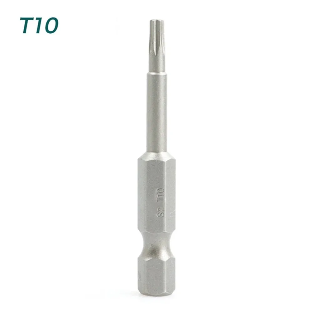 50mm torx skruetrækker bits med hul  t5, t6, t7, t15 t20 t25 t27 t30 1/4 tommer sekskantet skaft elektrisk skruetrækker stjerne bit sæt: T10