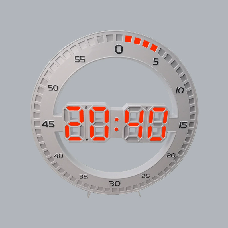 Modern Led Digital Large Wall Clock 3D Luminous Silent Electronic Creativity Jump Second Clock Home Decoration for Living Room: White-Red LED