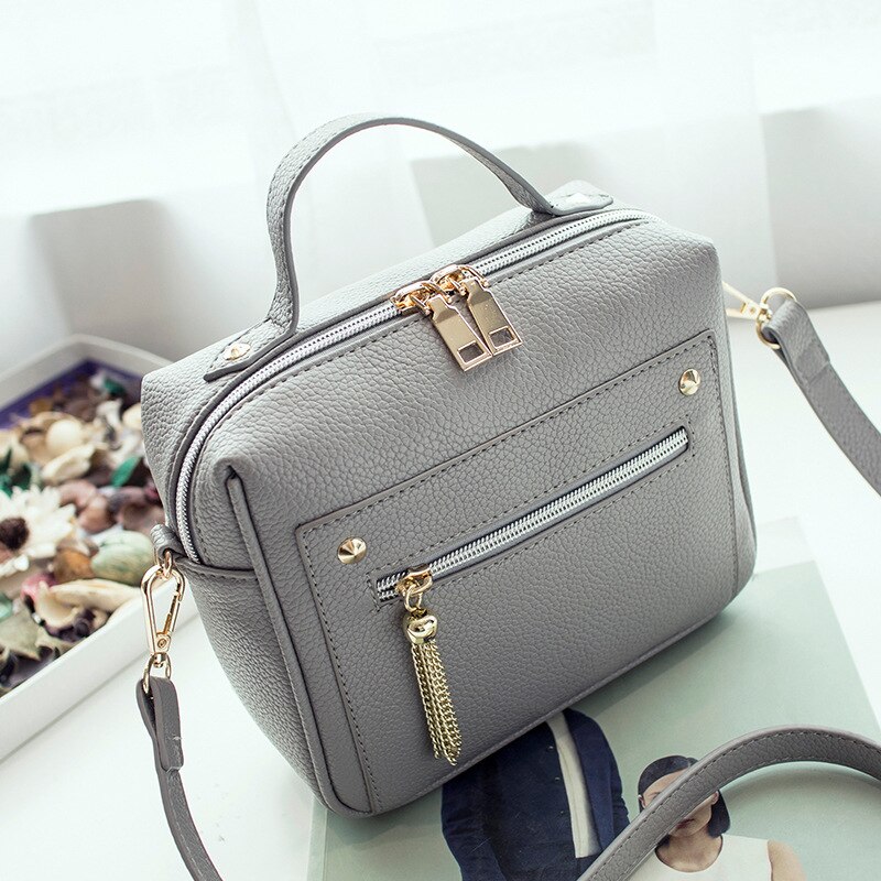 Femmes nouvelle en cuir Pu solide femmes sacs à main dames épaule messager sac à provisions décontracté Bolsos Mujer Bolsa Feminina: Gris