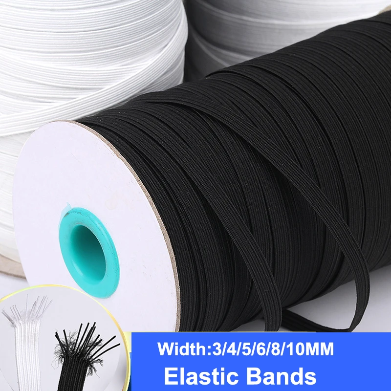 Bandas elásticas de 10M, cuerda elástica de 3/4/5/6/8/10mm, banda elástica pesada, banda elástica de tela suave, banda de punto elástica, manualidades y costura