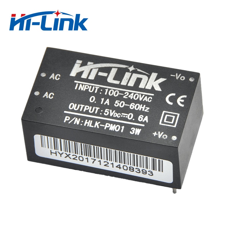 5 stks/partij AC-DC 90-264 V naar 5 V 3 W mini voeding module Hi- link HLK-PM01