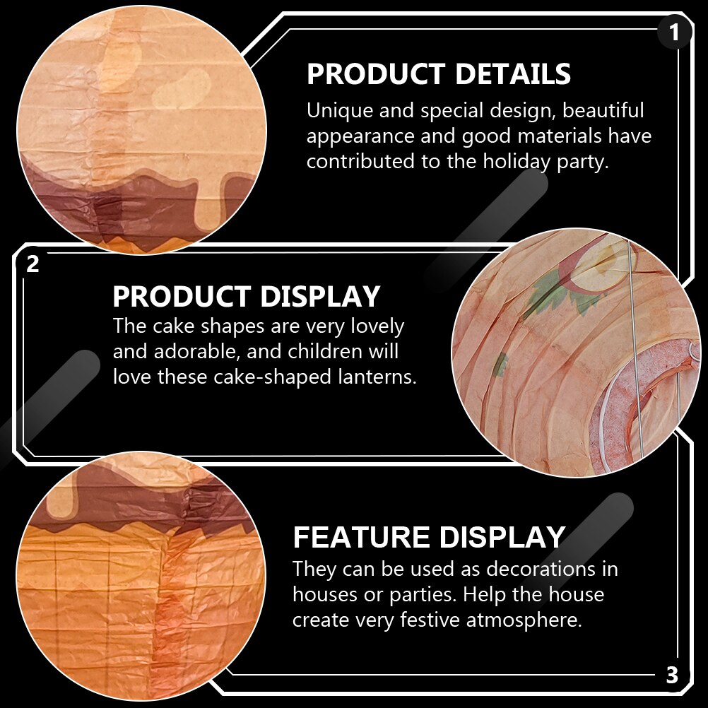 1pc Folding Paper Lantern Cake-shaped Paper Lantern Hanging Lantern for Decor