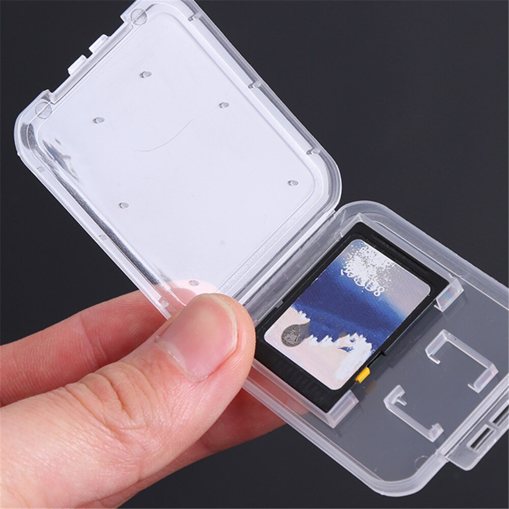 10pcs Mini CuteTransparent Standard SD Card Holder Clear Memory Card Case Portable Plastic SD Card Storage Holder Supplies