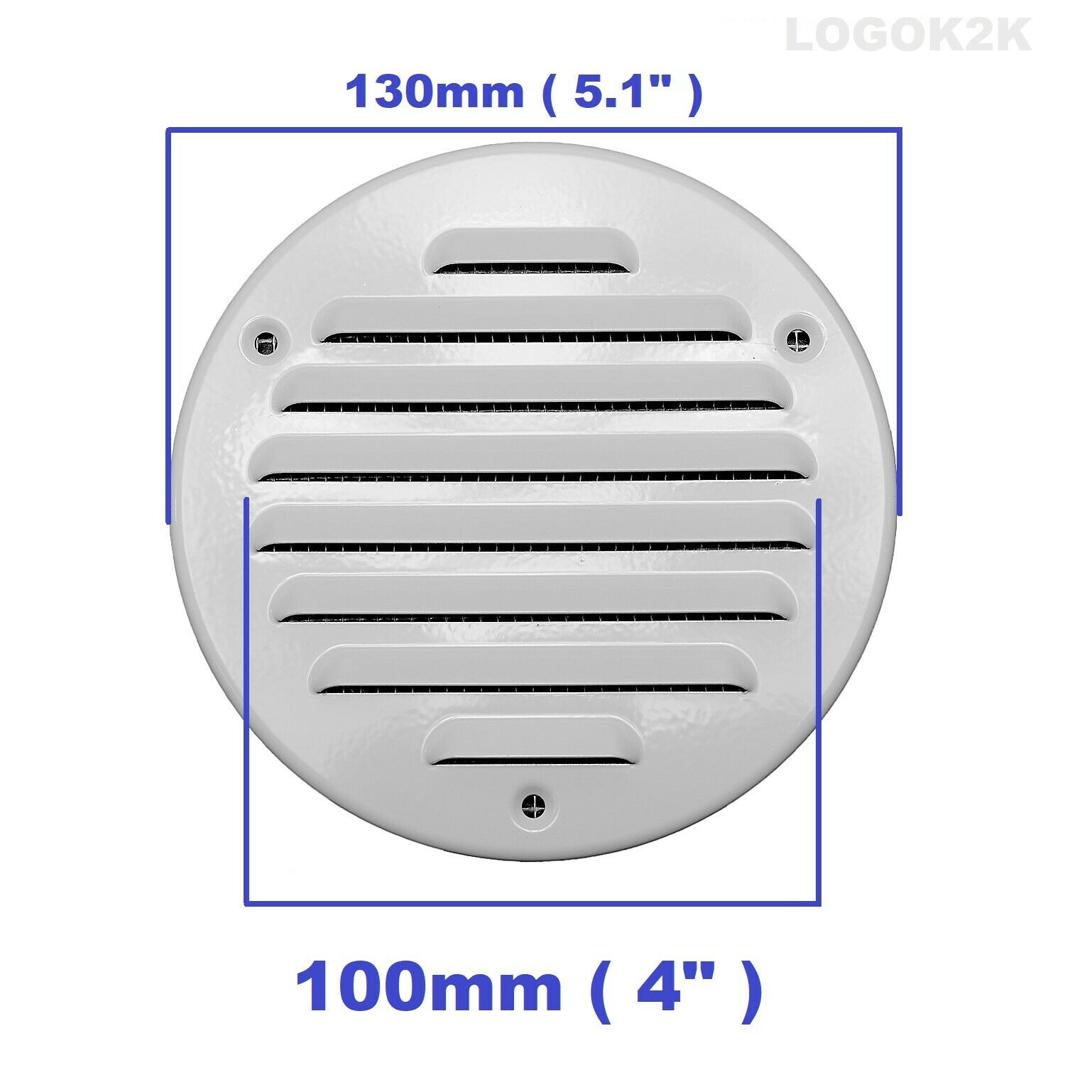 100MM 125MM 150MM Flat Circle Air Vent Grill Metal Cover Round Ducting Ventilation: WHITE - 100mm