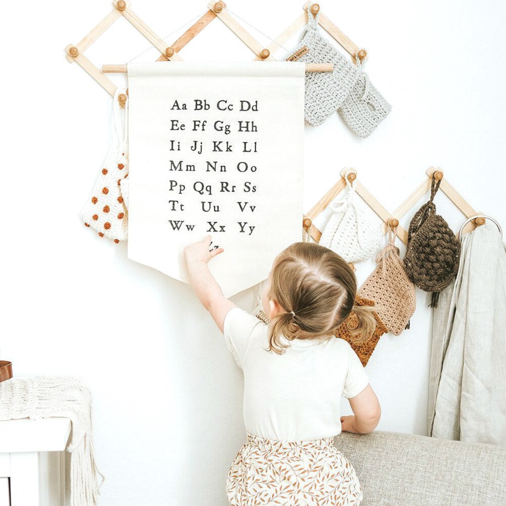 Display Durable Wall Canvas Banner For Baby Nursery Hanging Pennant Alphabet Home Decor Kids Room Early Educational Ornaments