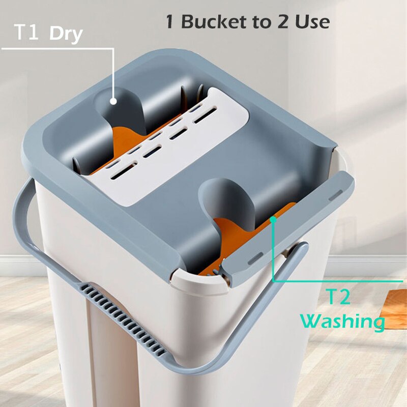 Serpillière et seau essoreur, lavage facile, rotation à 360 degrés, mains libres, nettoyage magique, rotation automatique, chiffons en microfibre