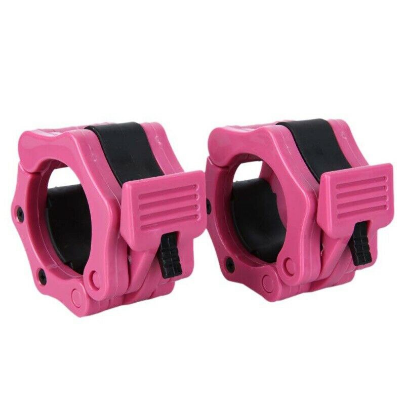 2 Inch Weightlifting Bar Locks Barbell Clamp Collars Clips Fitness Gym Training: Pink