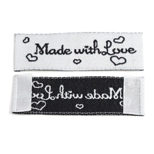 Étiquettes tissées à la main pour vêtements, accessoires de couture, en tissu, sacs à chapeaux, bricolage, 20 pièces, 16x48MM: White