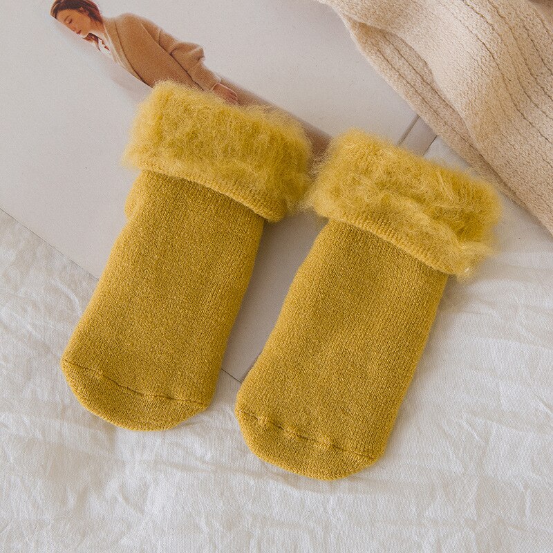 5 Color Cute Winter Baby Socks Newborn Warm Thick Cotton Boy Girl Toddler Floor Socks: Yellow / S