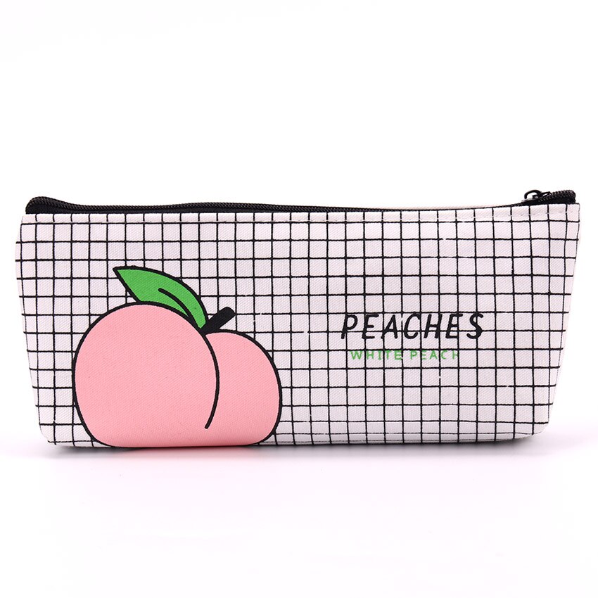 1Pc Canvas Fruit Peach Pencil Case School Pencil Cases for Girl Stationery Canvas Pencil Bag Estojo Escolar School Supplies: D
