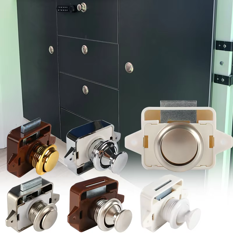 1Pc Mini Drukknop Vergrendeling Vergrendelen Kast Deurknop Camper Caravan Camper Rv Kast Lade Push Latch Lock Home Hardware