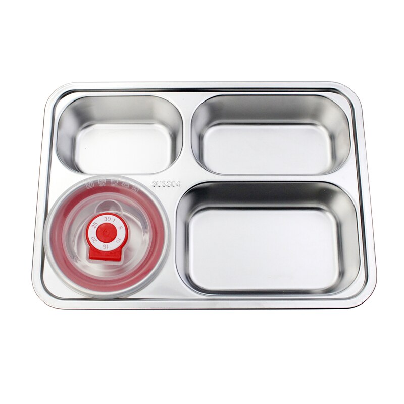 18/8 Stainless Steel 2/3/4 Section Divided Dinner Tray Meal Dish Lunch Box Plate Fast Food Containers for Students Staffs Worker
