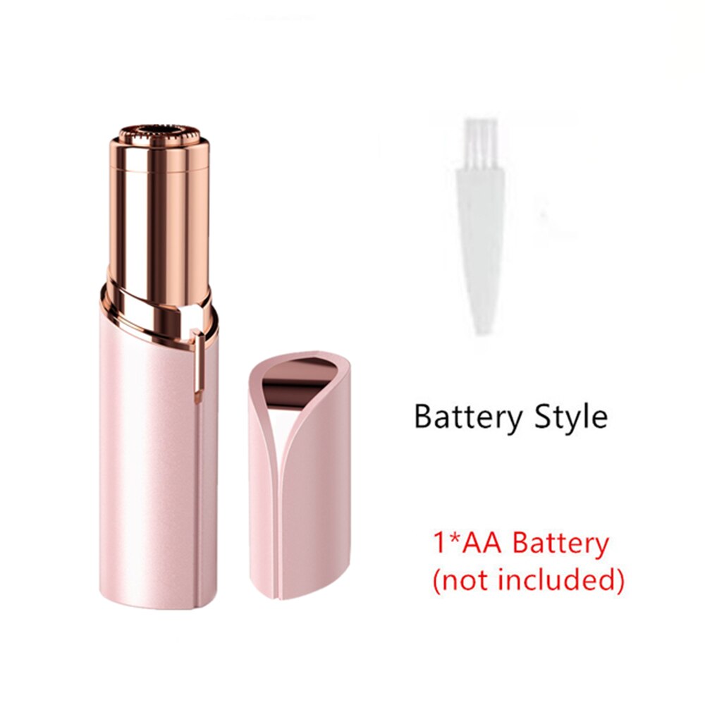 Usb Opladen Draagbare Elektrische Epilator Pijnloos Haar Remover Epilator Wenkbrauw Trimmer Scheerapparaat Voor Gezicht Lip Wangen Vrouwen: battery style pink