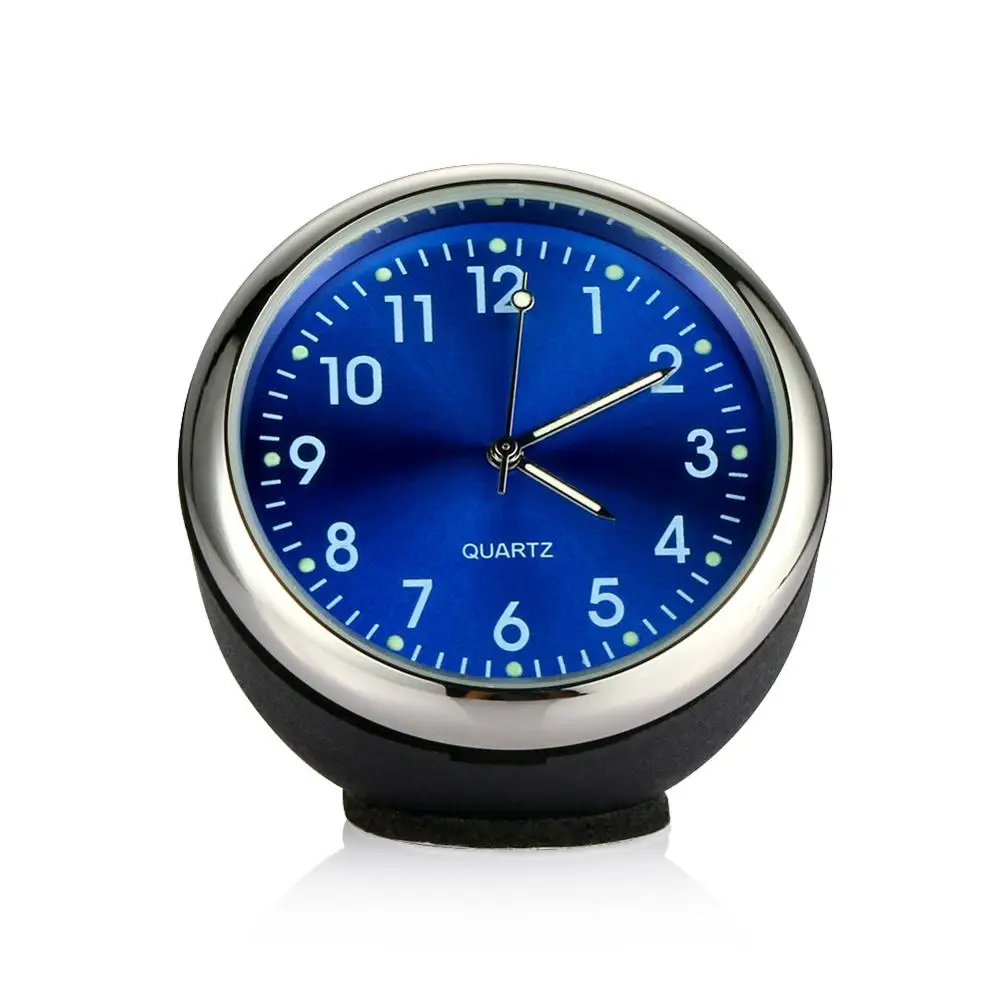 Mini bil bil digital klokke auto klokke bil termometer hygrometer dekorasjon ornament klokke i bil tilbehør: Kvartsklokke blå
