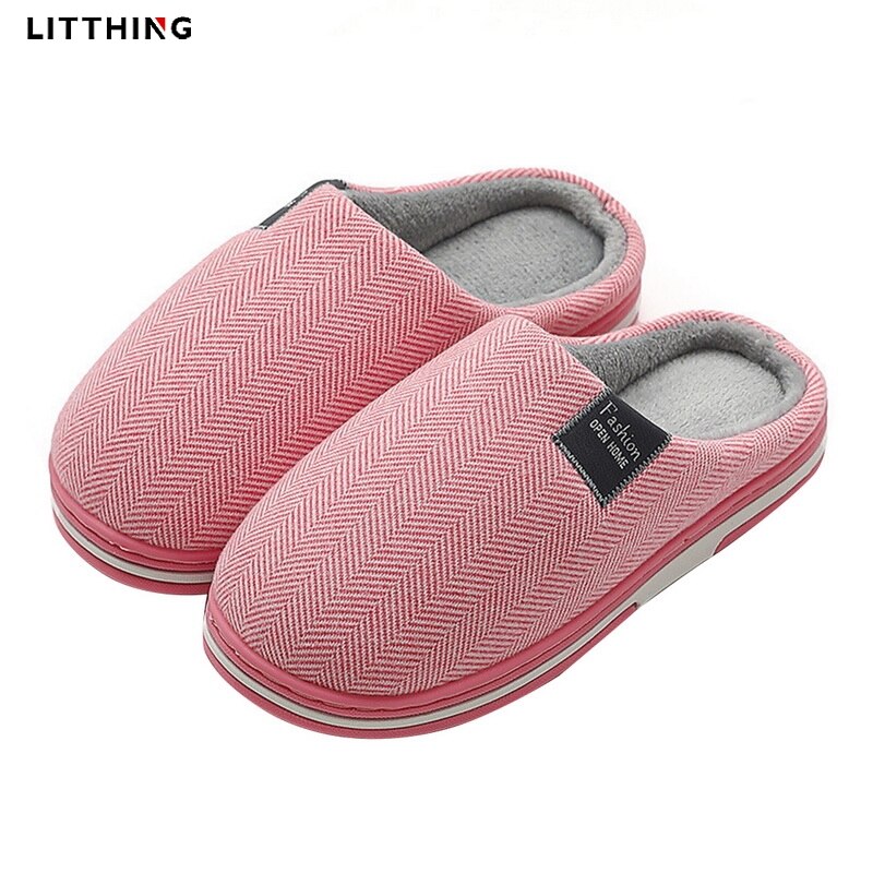 Litthing Vrouwen Winter Warm Bont Slippers Mannen Dames Jongens Meisjes Huis Schoenen Comfort Platte Hak Thuis Indoor Slaapkamer Zapatilla Mujer: red / 38-39