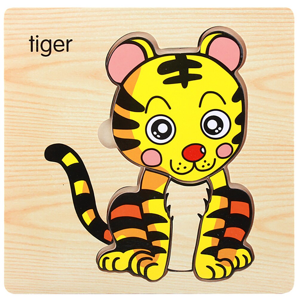 Wooden 3D Tiger Fish Marine Animal Jigsaw Puzzles Board Educational Kids Toy for babys: Tiger