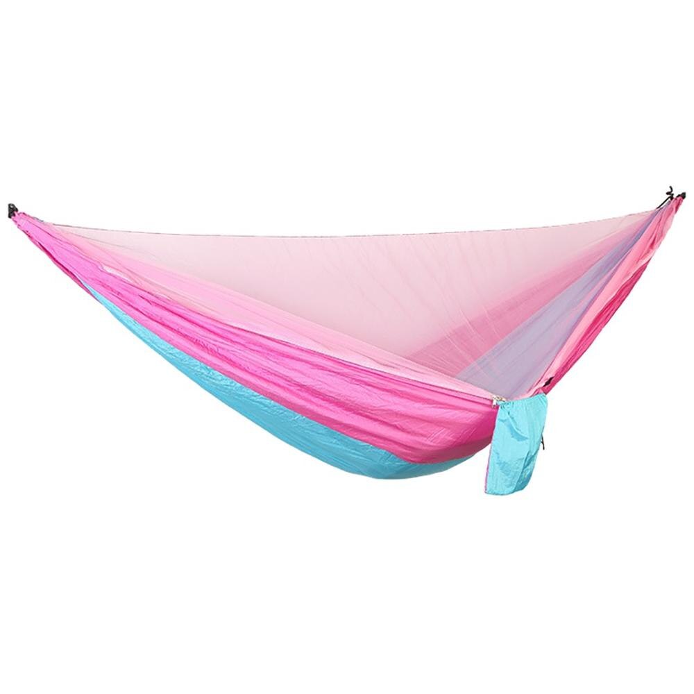 Ultralet bærbar udendørs camping myggenet mand kvinder børn nylon hængende seng sove gynge unisex solid komfortabel hængekøje: Lyserød