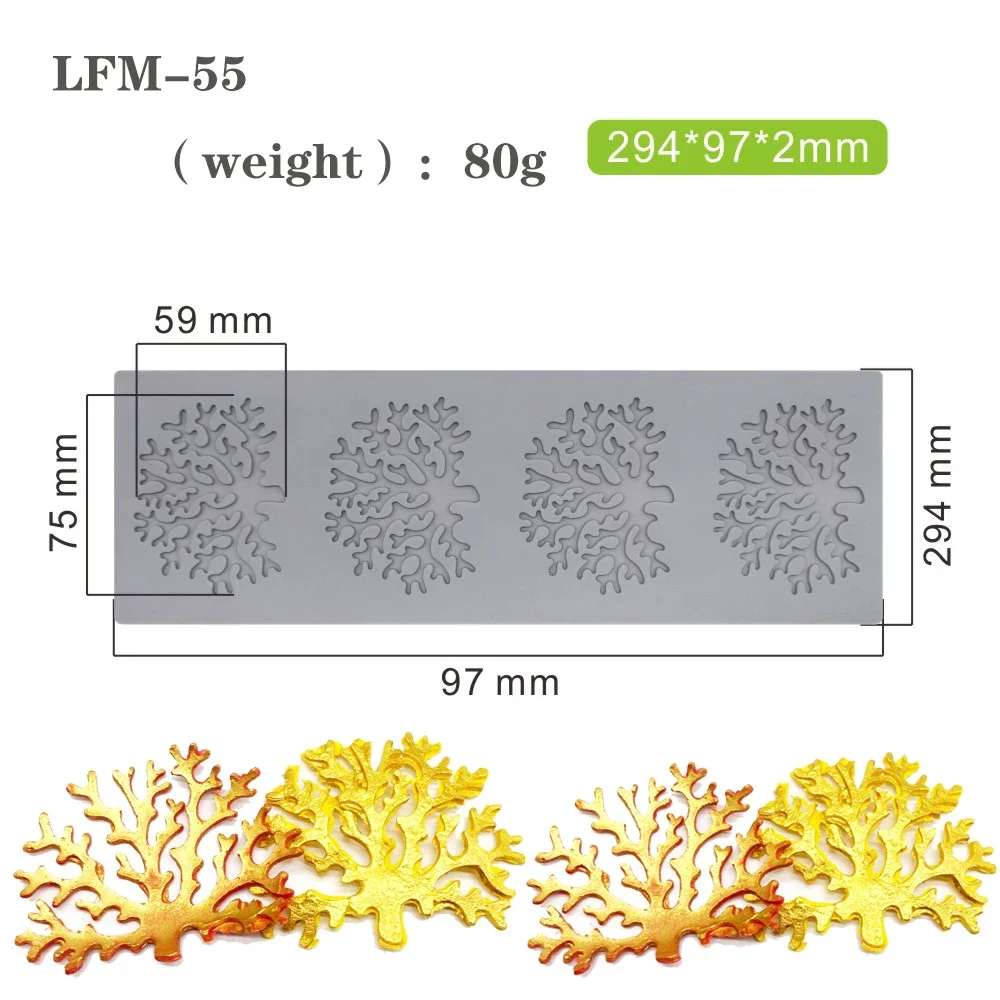 Leaf Shape Cake Border Fondant Lace Mat Coral Maple Butterfly Chocolate Silicone Mold Printing Mat Baking Mold DIY Cake Stencil: LFM-55