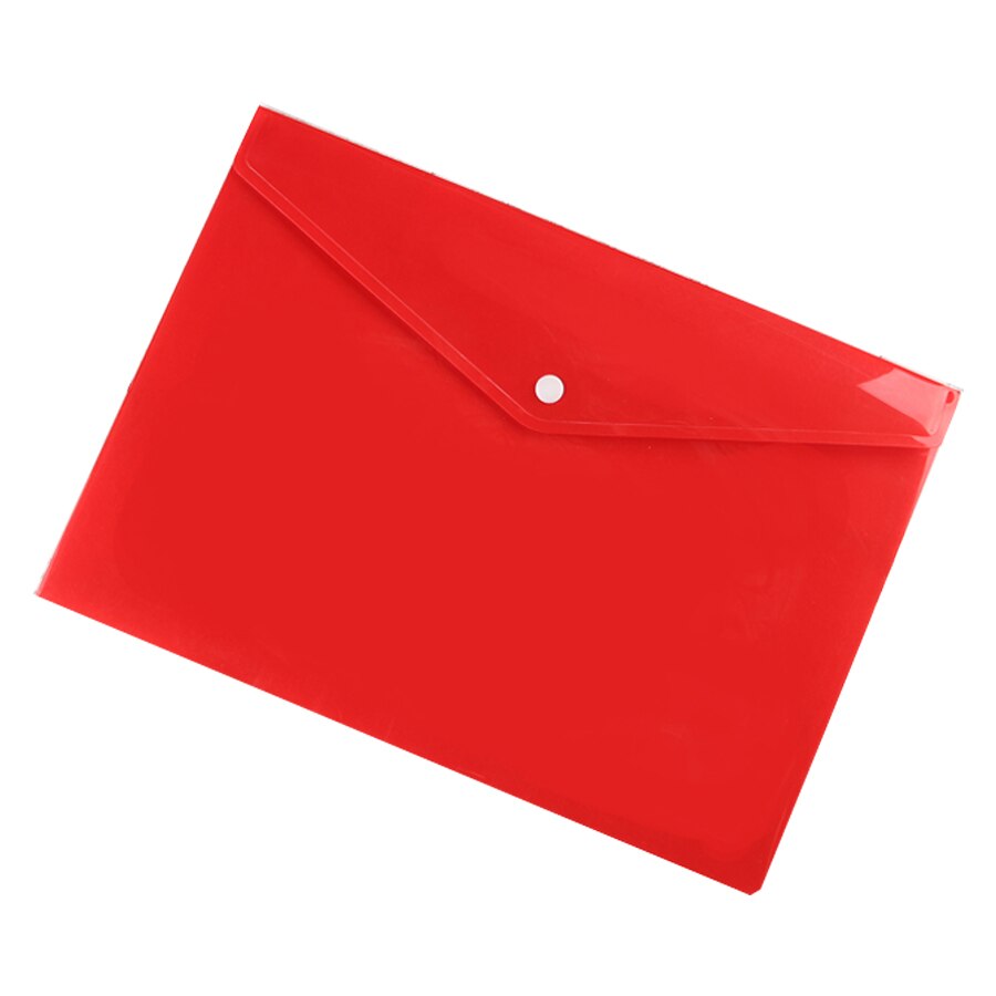 A4 Size Envelope Folder PP Plastic Storage Pouch Holder Paper Document File Folder Organizer Bag with Snap Button Closure: Opaque Red