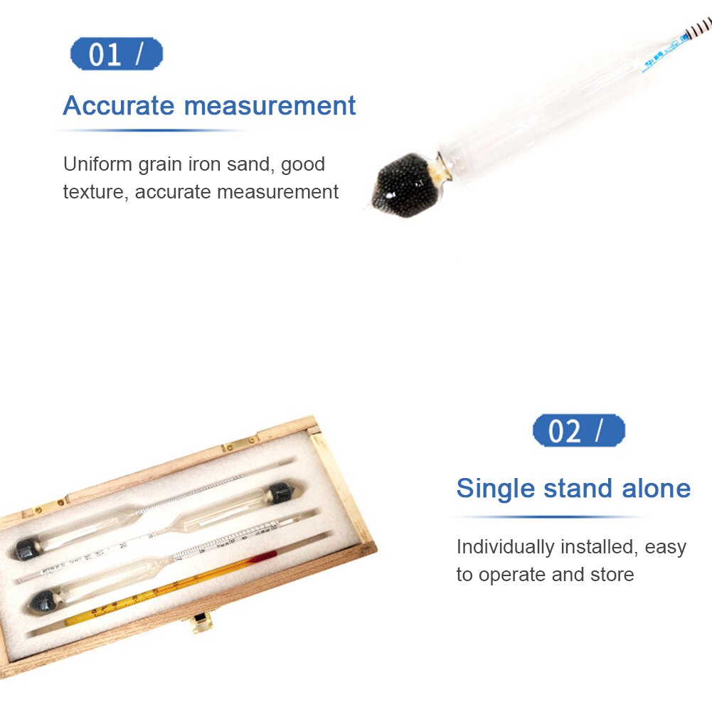 Meten Nauwkeurige Alcohol Hydrometer Set Wijn Bier 100Ml Cilinder Whisky Met Houten Box Tester Geest Liquor Home Brew