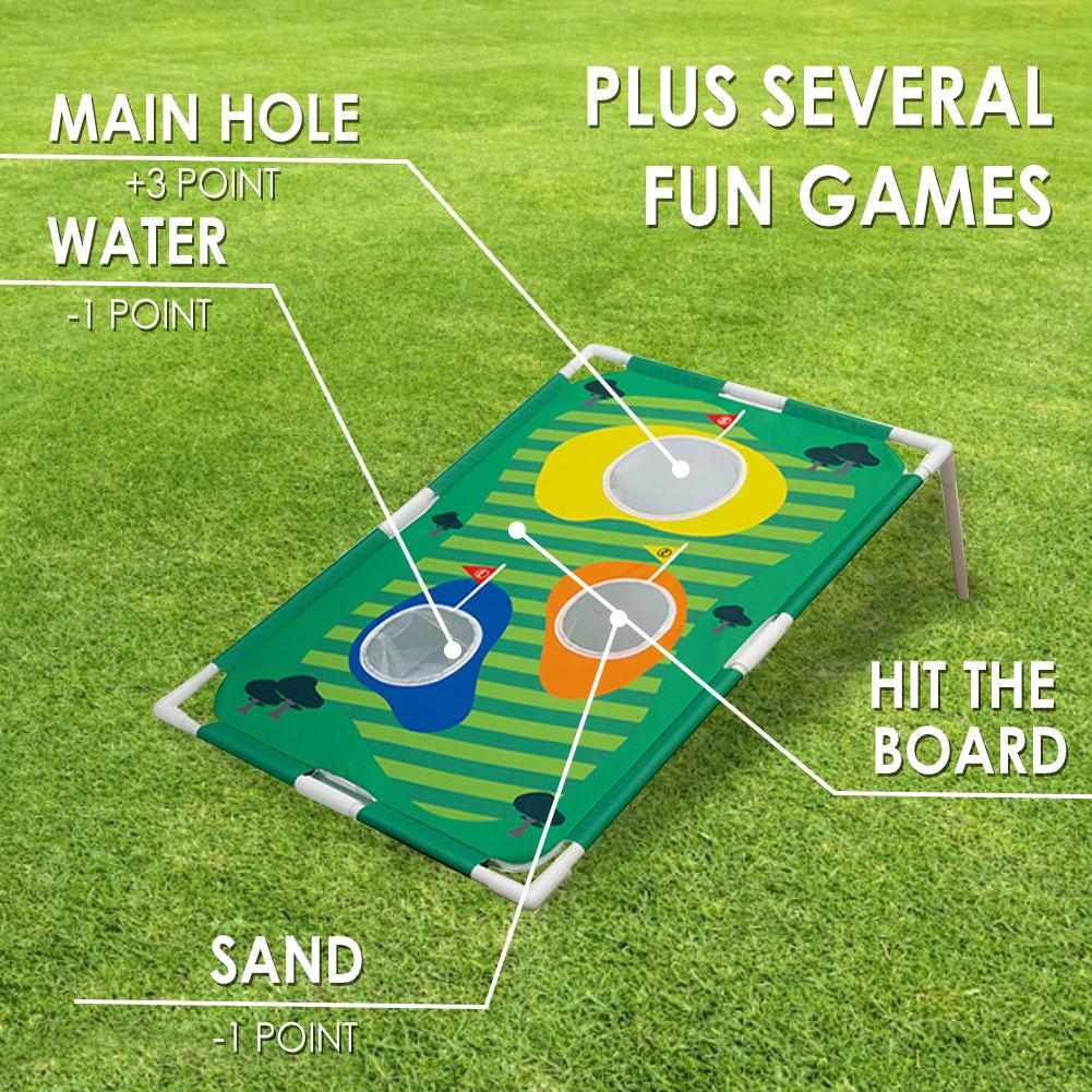 Barn vuxen bakgård golf cornhole spel golf övning nät träning stöd för inomhus utomhus spela putt mål golf cornhole spel
