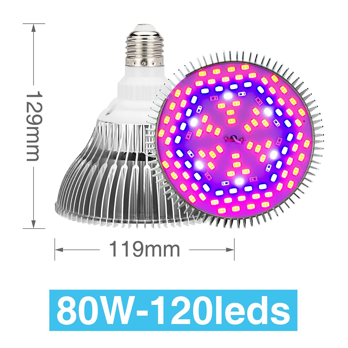 LED Grow Lamp 5W 10W 30W 50W 80W 85-265V Full Spectrum E27 Grow Light Bulb UV IR DIY For Garden Plants Flower Hydroponics Growth: 80W
