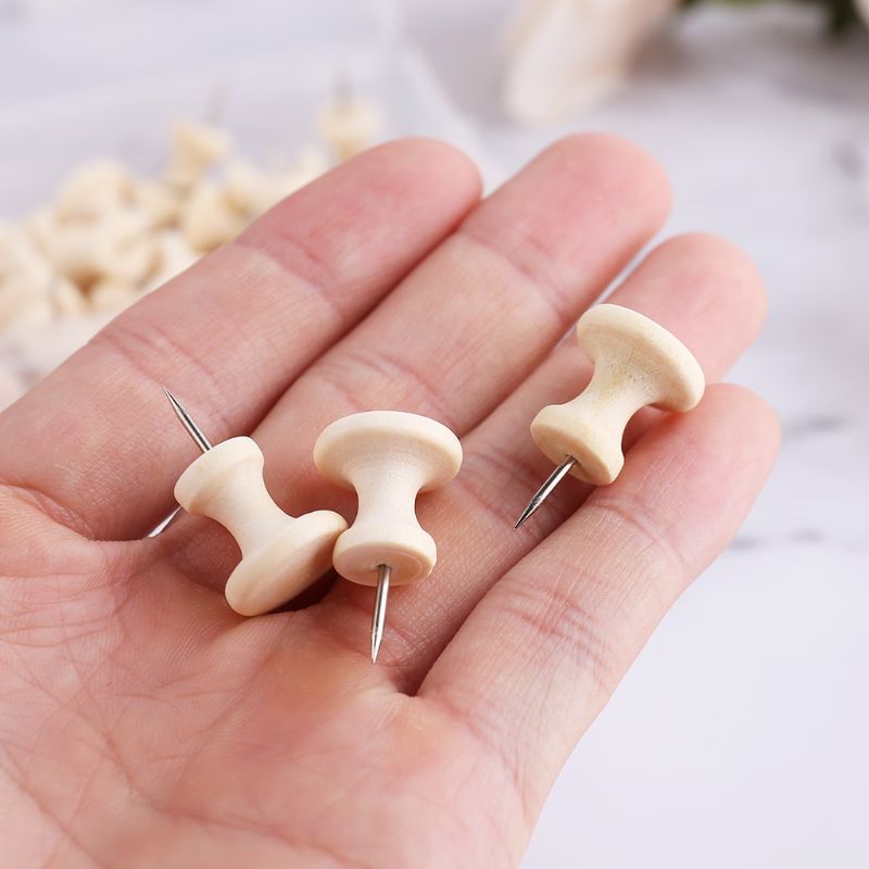 1 Doos Houten Punaise Board Pins Pushpins Tekening Foto Muur Studs Nail Kantoor Schoolbenodigdheden