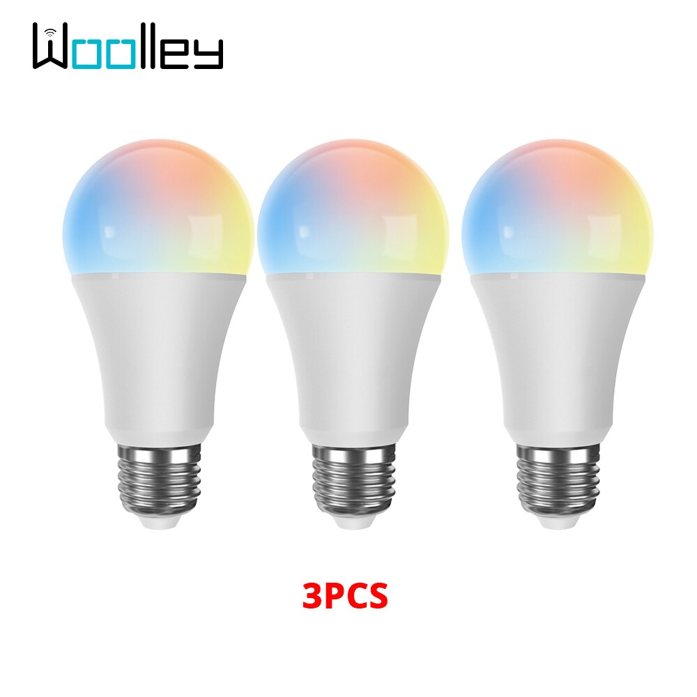 Woolley wlan-smart-glühbirne mit  e27 leds 9w rgb-farben, dimmbar 220v wlan-fähig, sprachsteuerung, kompatibel mit alexa und google home: 3 stck.